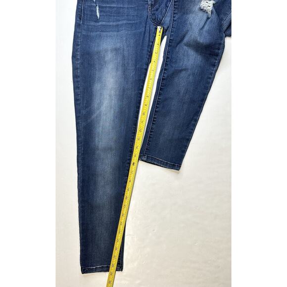 Democracy Jeans 8 Skinny Ab Solution Blue Stretch Denim Distressed Tummy Control - Picture 10 of 12